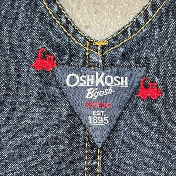 OshKosh Embroidered Train Denim Overalls size 9 months - Picture 9 of 10